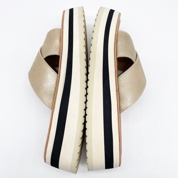 SM New York Womens 9 Lyric Platform Sandal Rose Gold Metallic Criss-Cross - Picture 3 of 10